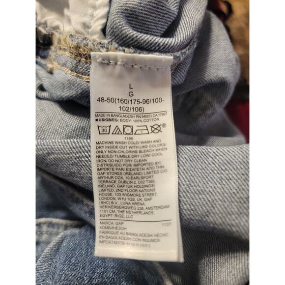 GAP Denim Overalls Women L Large Bib Slouchy Distressed Casual Blue Jean Y2K 90s - Picture 10 of 11